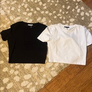 Zara 2 T’s- Black and White Cropped T-Shirts